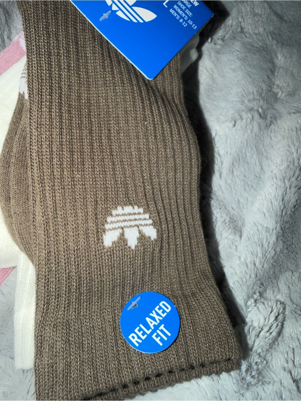 Adidas women 3-Pack Crew Socks - Brown/White/Pink 10-13 NWT - Picture 3 of 6